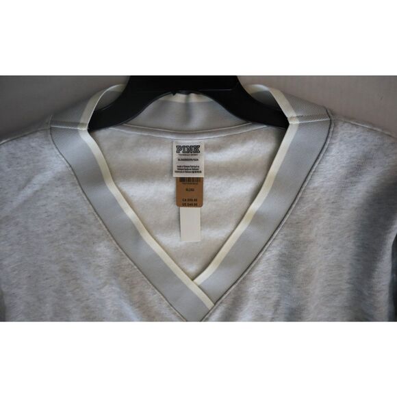 PINK Victoria's Secret Women's Sz XL Gray Heather Premium Fleece V-Neck Pullover - Picture 8 of 10